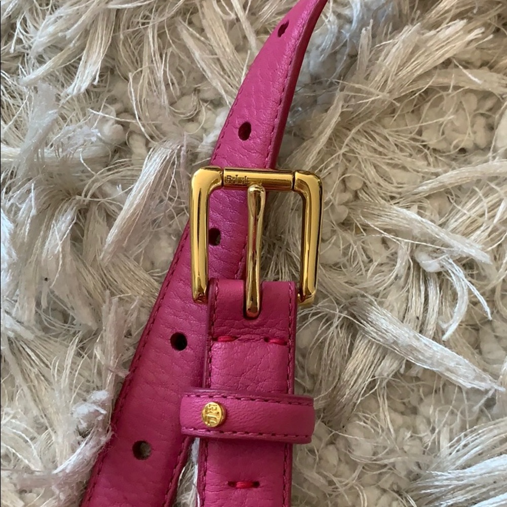 RL pink leather belt